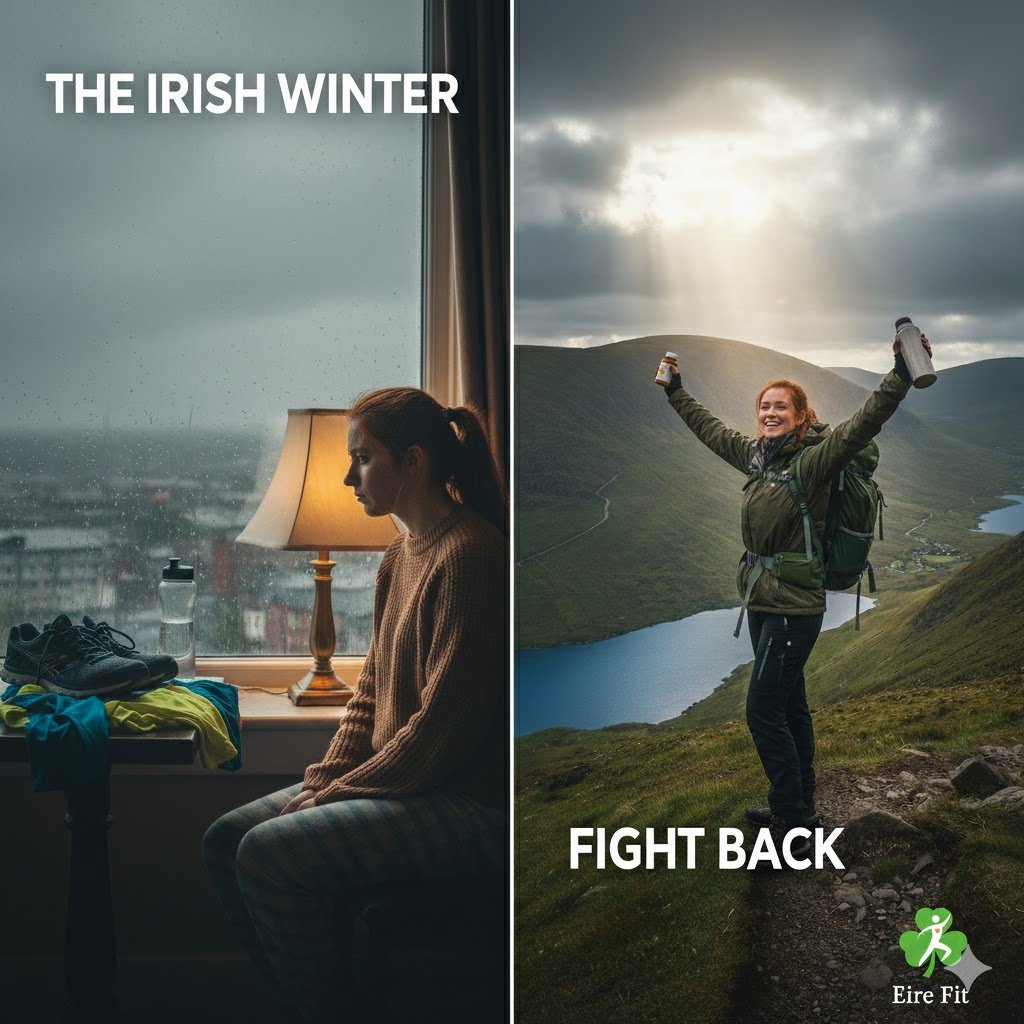 Have you noticed that your battery feels empty lately? Recognizing the Irish weather energy signs is essential to understand why the dark winter is stealing your sparkWe’ve all been there. It’s 8:00 AM, the rain is lashing against the window, and the sky is a shade of “natural” grey that only exists on this island. You had every intention of hitting the gym or going for a run, but suddenly, the duvet feels ten times heavier than usual. Let’s dive into the specific Irish weather energy signs you should watch out for and how they impact your daily motivation. In Ireland, we often joke about being “grand,” but the reality is that the dark winters aren’t just ruining your hair—they are actively draining your internal battery. Here are the signs that the Irish climate is getting the better of your fitness, and how to reclaim your spark.